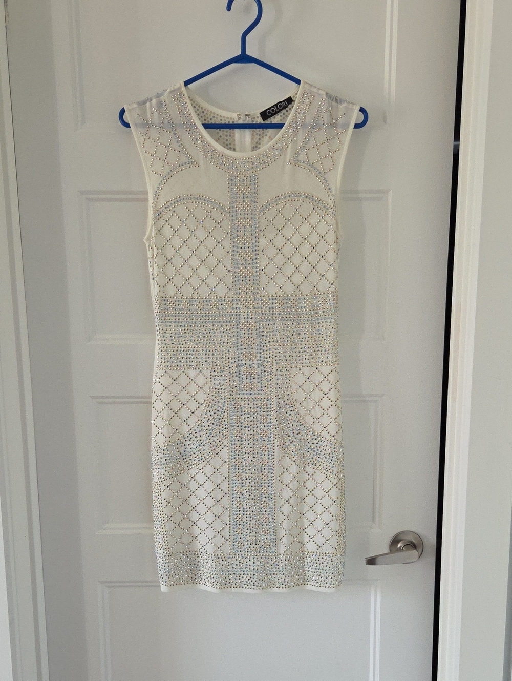 Colori Ivory Embellished Mini Dress